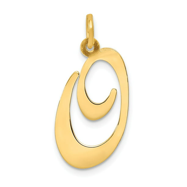 14K Yellow Gold Large Script Initial A Charm Pendant 